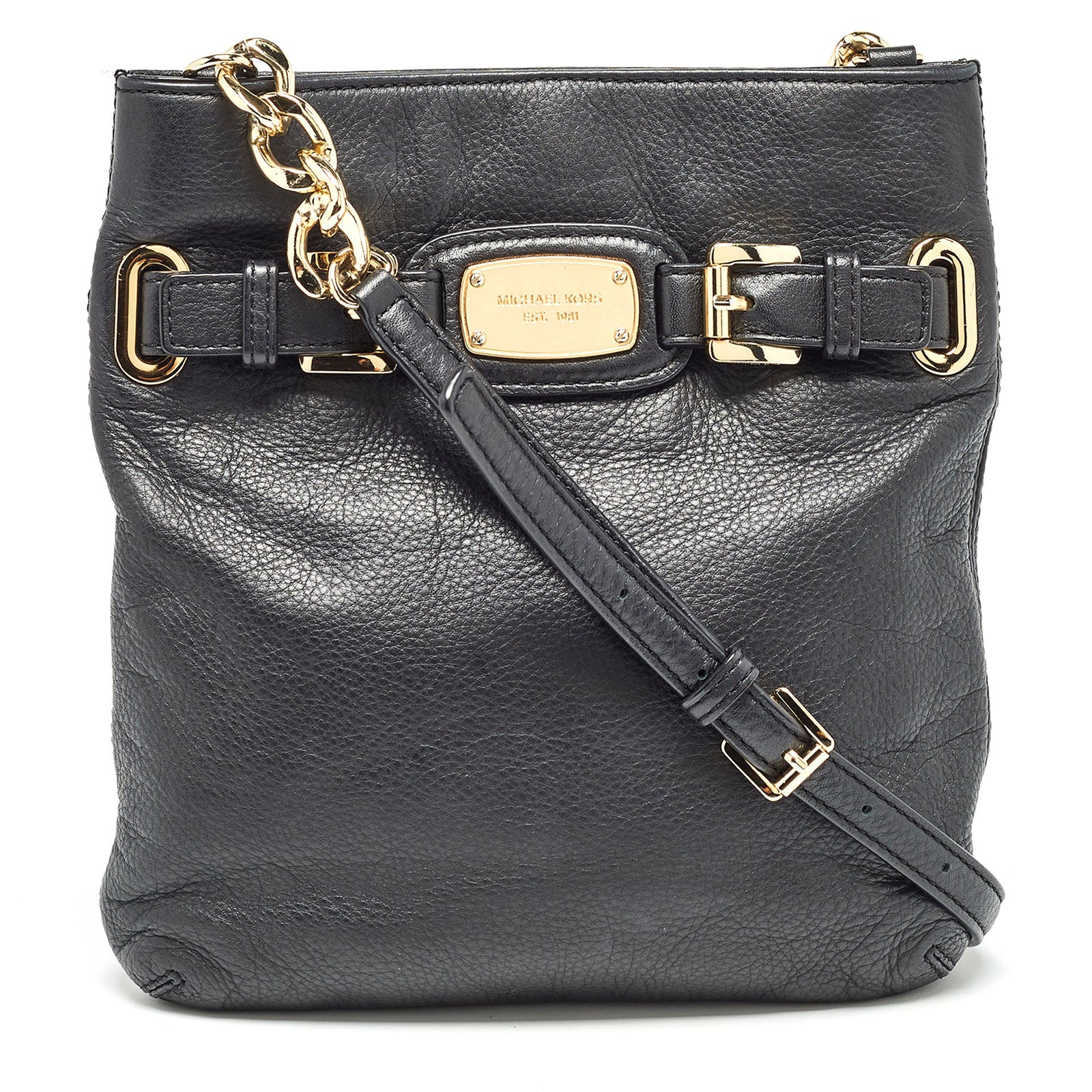 Michael Kors Black Leather Hamilton Crossbody Bag