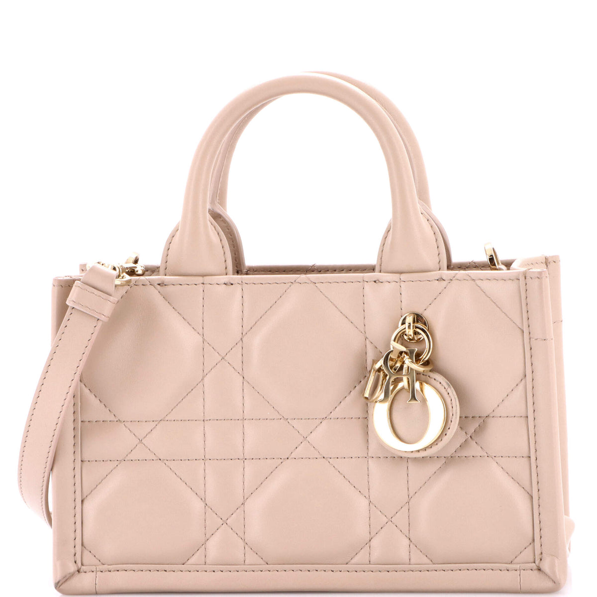 Christian Dior Book Tote with Strap Macrocannage Quilt Calfskin Mini