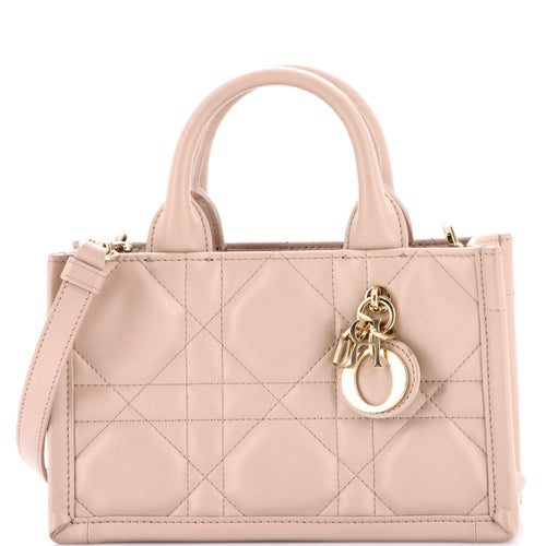 Book Tote with Strap Macrocannage Quilt Calfskin Mini