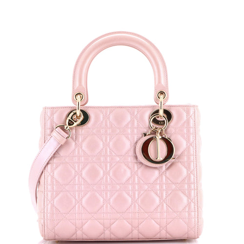 Lady Dior Bag Cannage Quilt Metallic Leather Medium