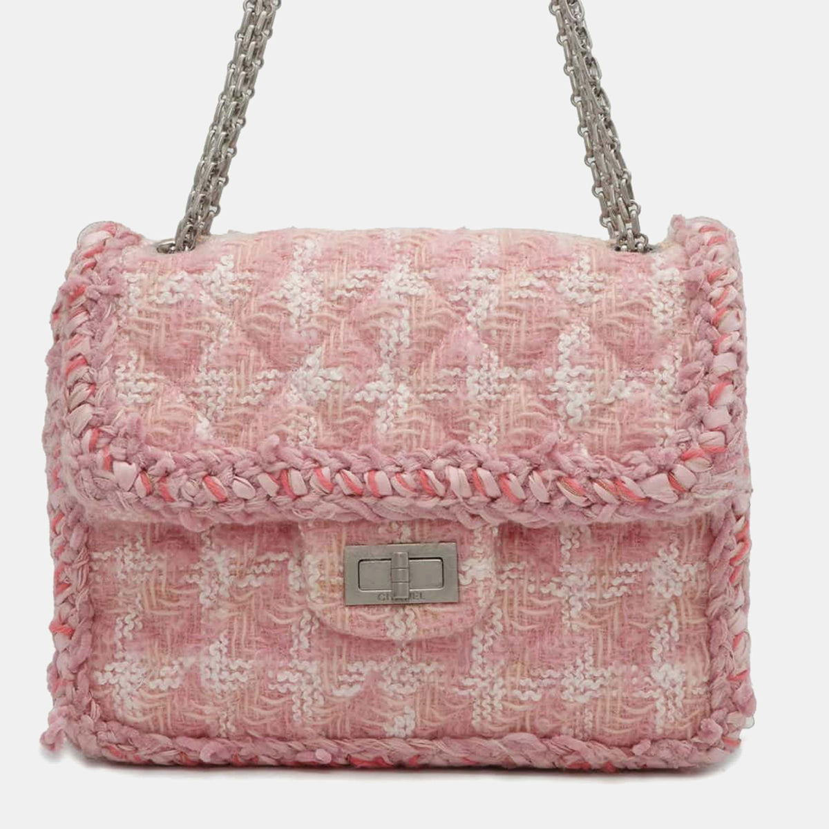 Chanel Pink Quilted Tweed Square Reissue 2.55 Flap Bag