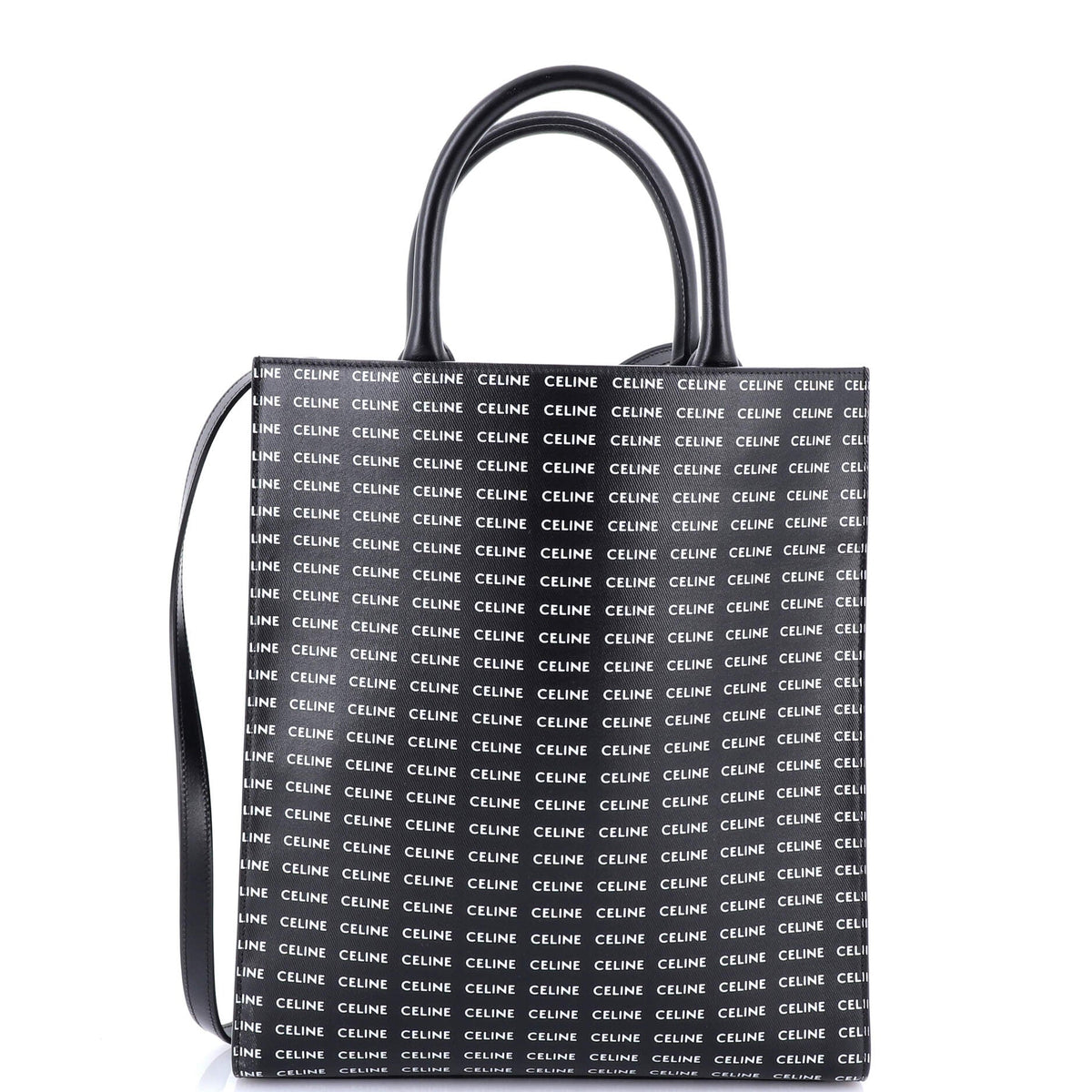 Celine CELINE Vertical Cabas Tote All Over Logo Print Leather Small