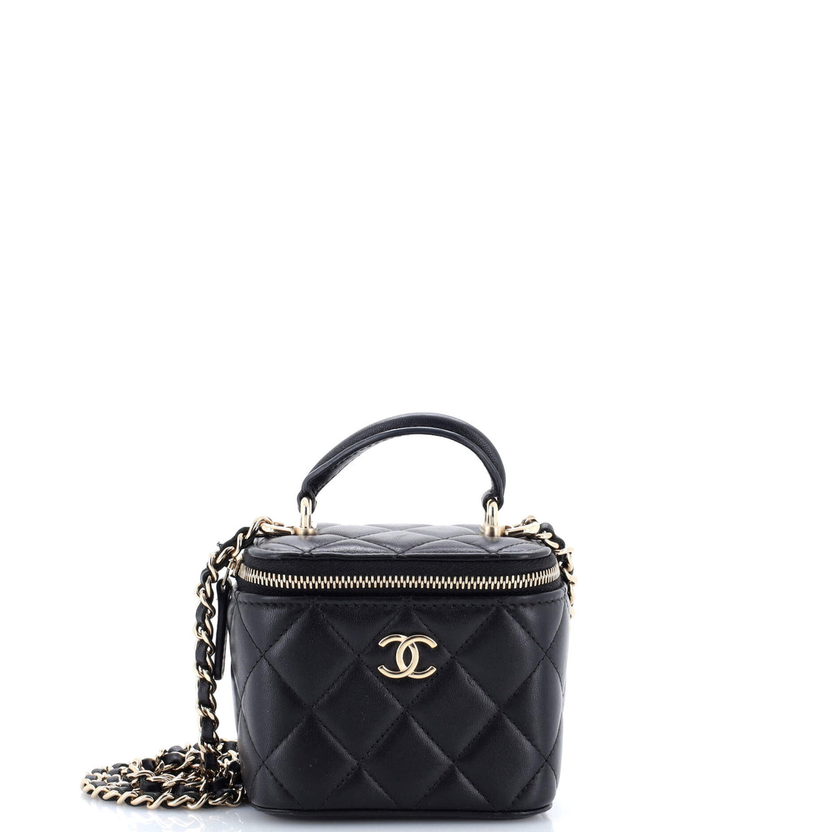Chanel CHANEL Classic Top Handle Vanity Case with Chain Quilted Lambskin Mini