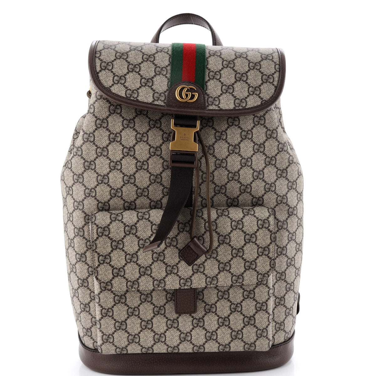 Gucci GUCCI Ophidia Buckle Backpack GG Coated Canvas Small
