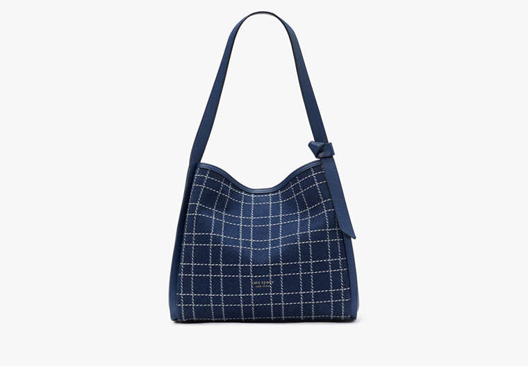 Kate Spade New York Knott Denim Check Large Shoulder Bag