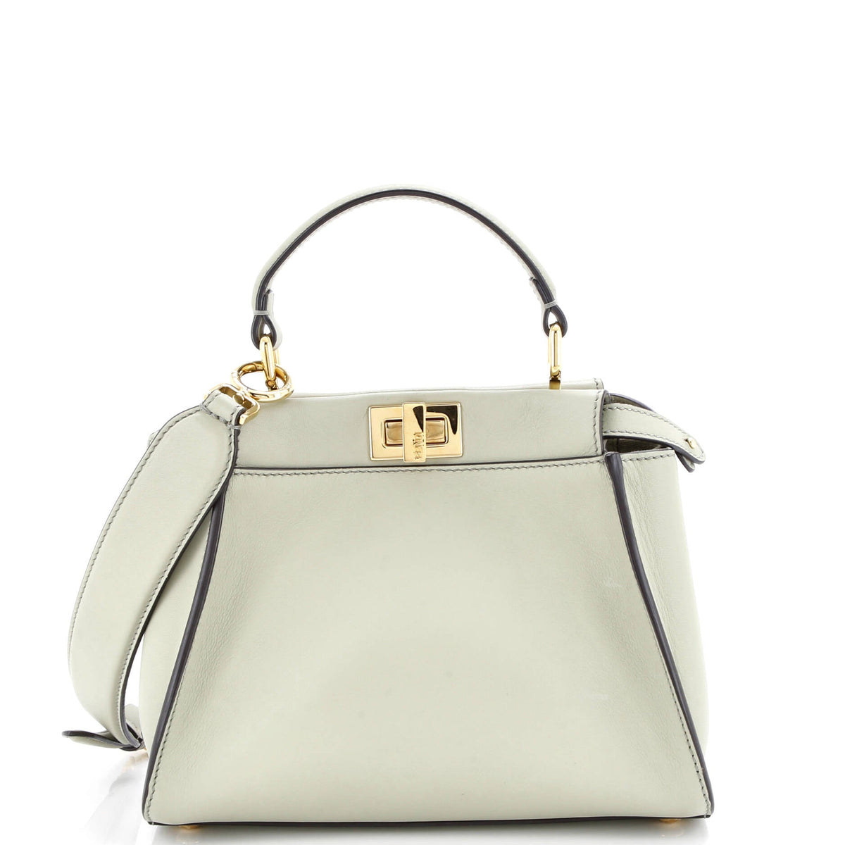 Fendi FENDI Peekaboo Iconic Bag Leather with Zucca Embroidered Canvas Interior Mini