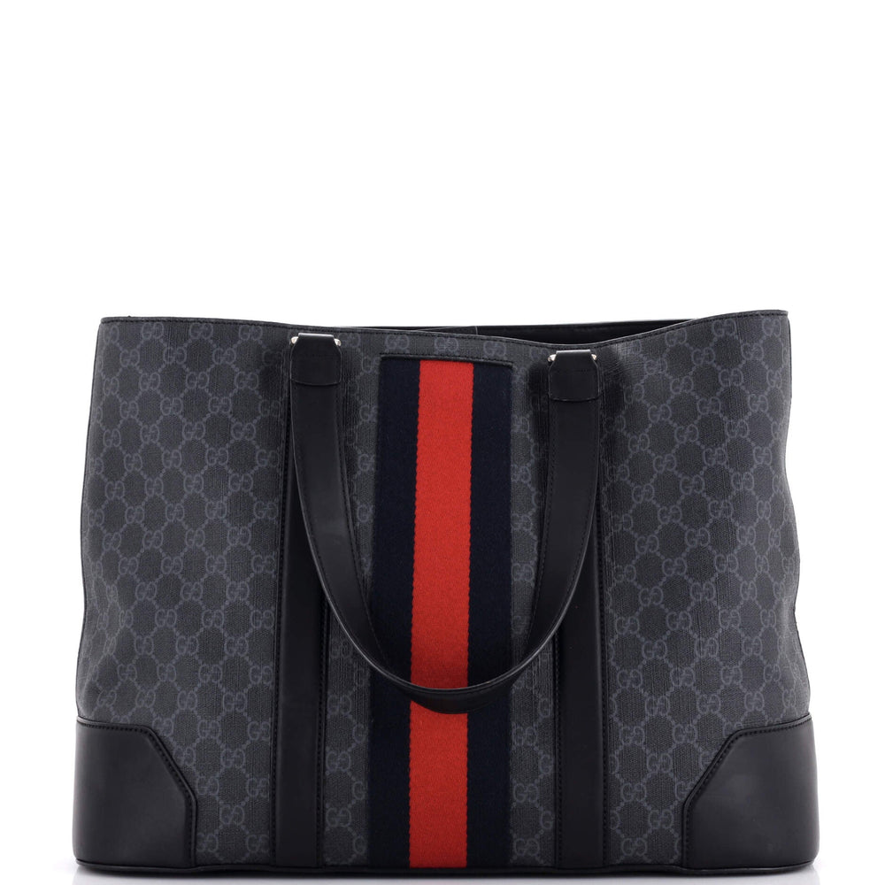 GUCCI Web Open Tote GG Coated Canvas Large