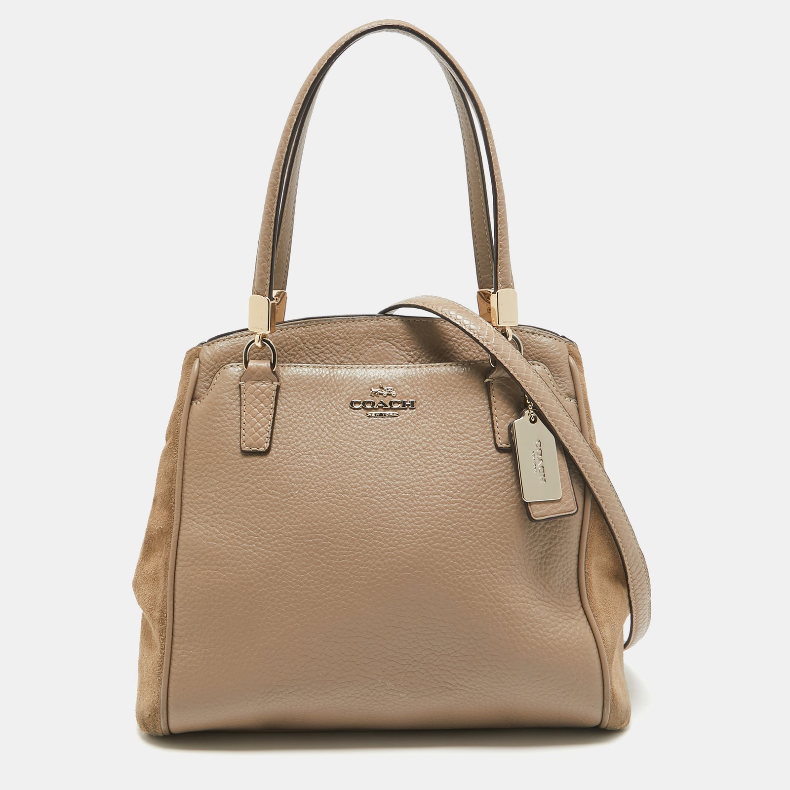 Coach Beige Leather and Suede Minetta Satchel