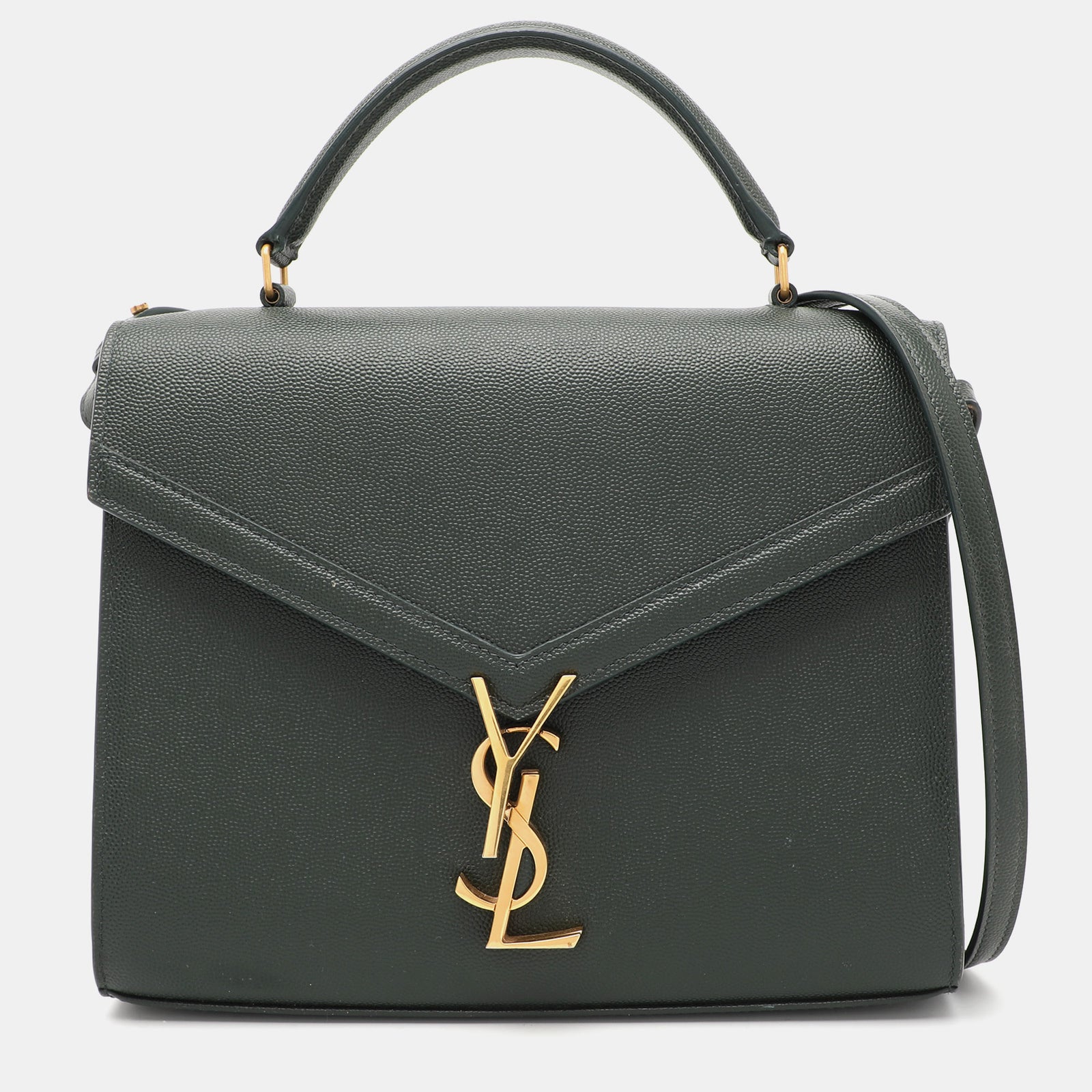 Saint Laurent Paris Saint Laurent Green Leather Cassandra Top Handle Bag