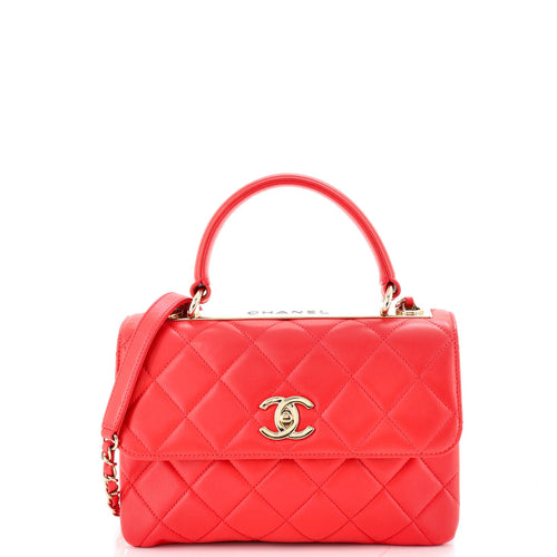 CHANEL Trendy CC Top Handle Bag Quilted Lambskin Small
