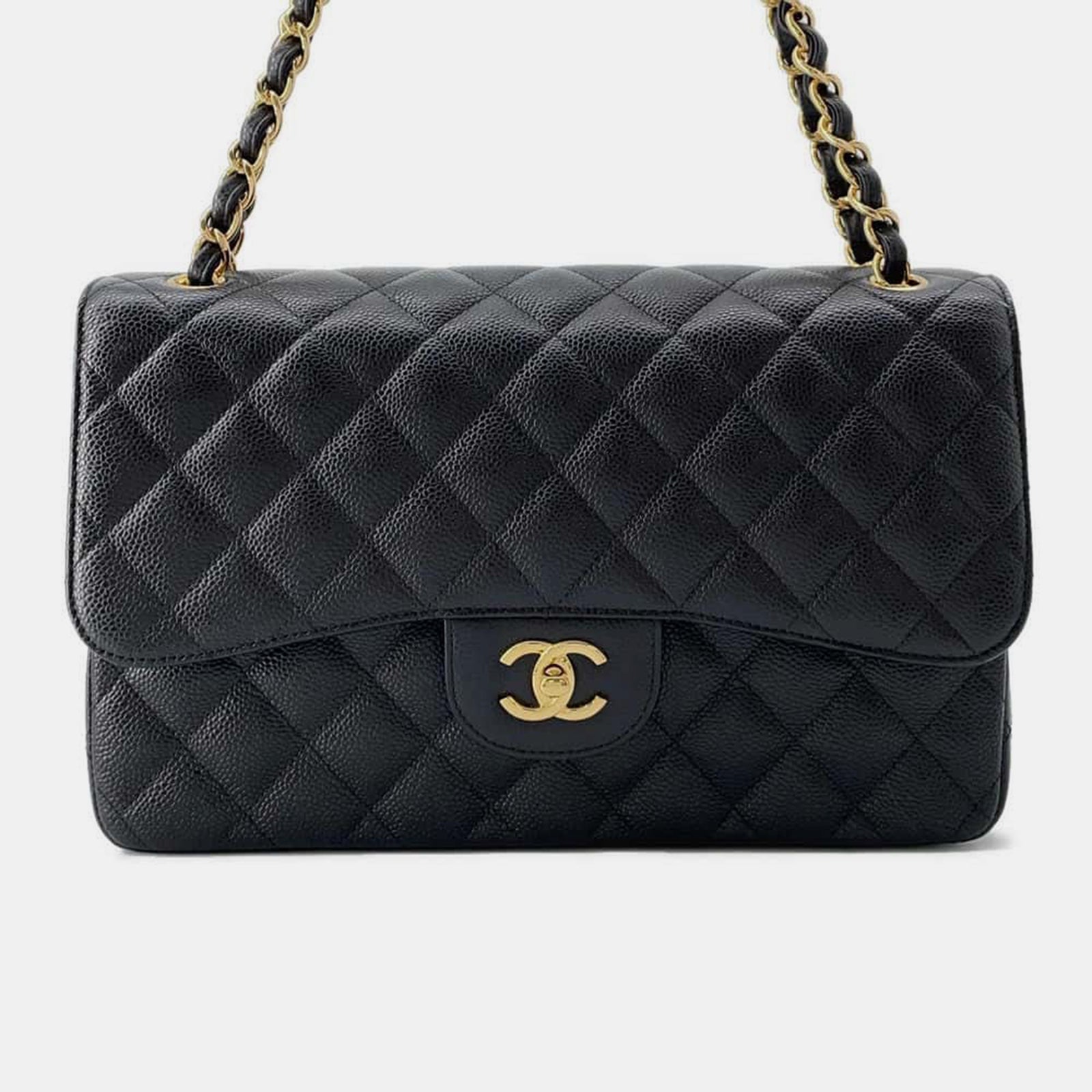 Chanel Black Leather Classic Double Flap Shoulder Bag