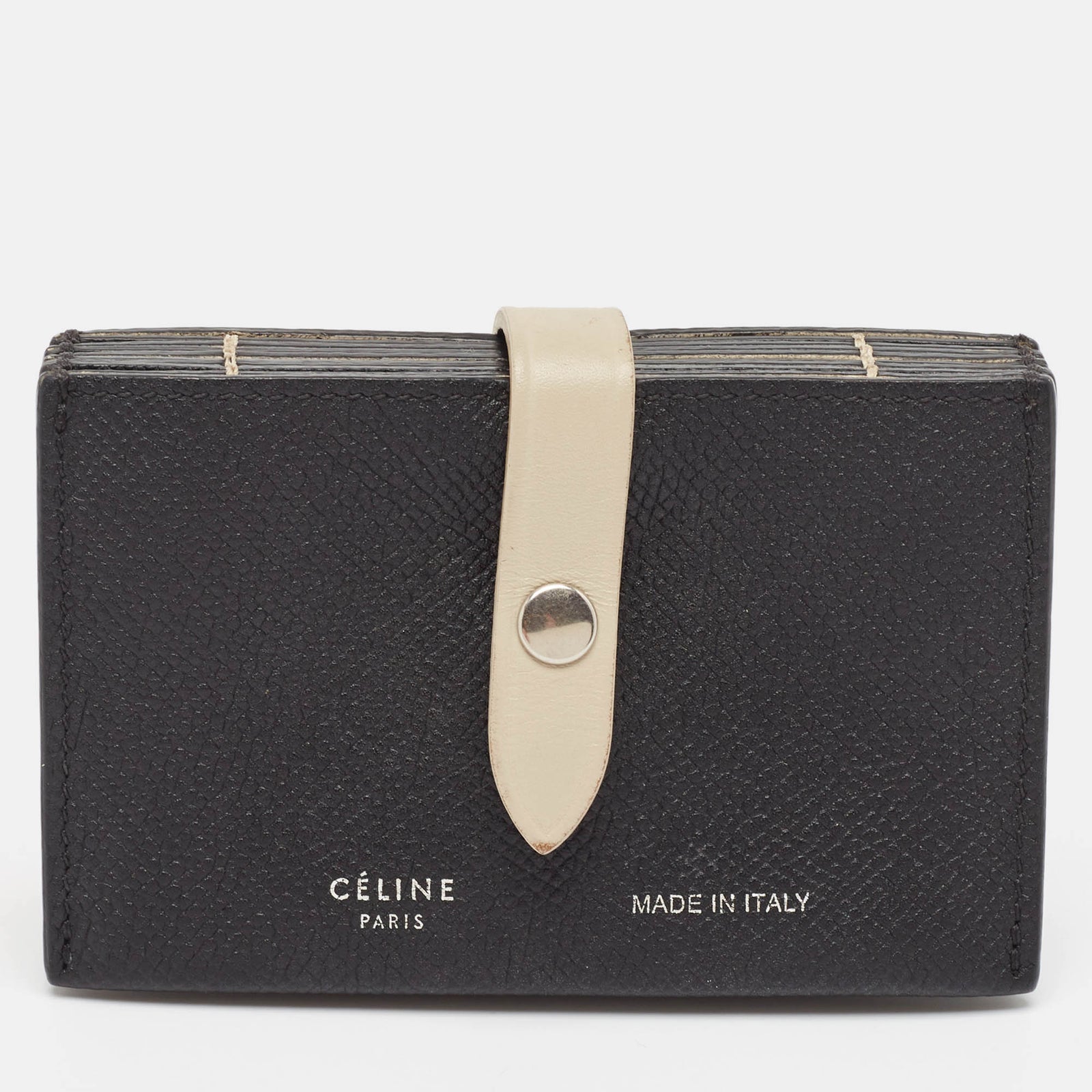 Celine Black/Beige Leather Accordion Card Holder