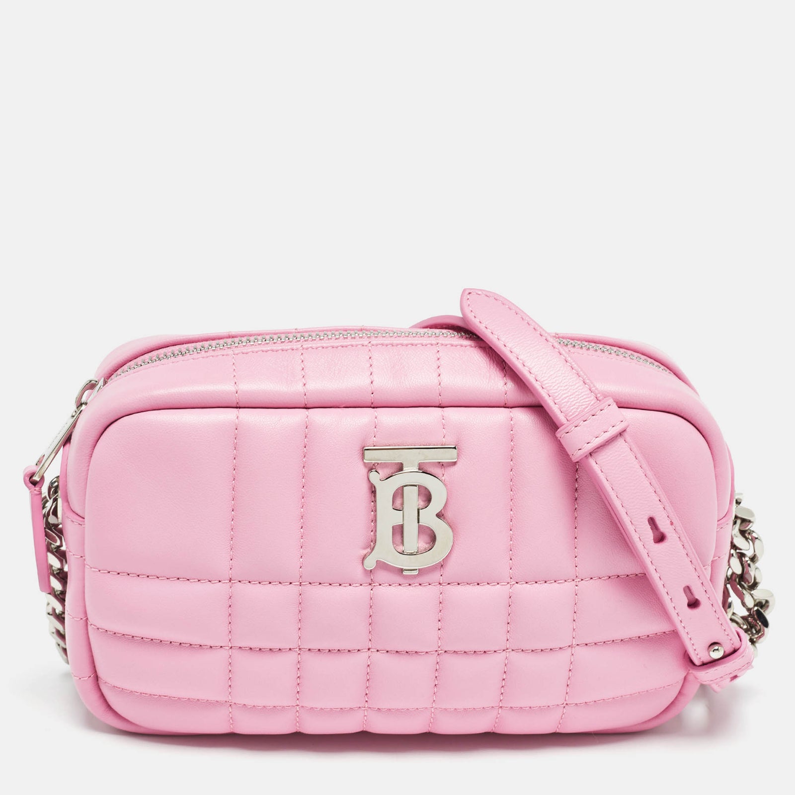 Burberry Pink Quilted Leather Mini Lola Camera Bag