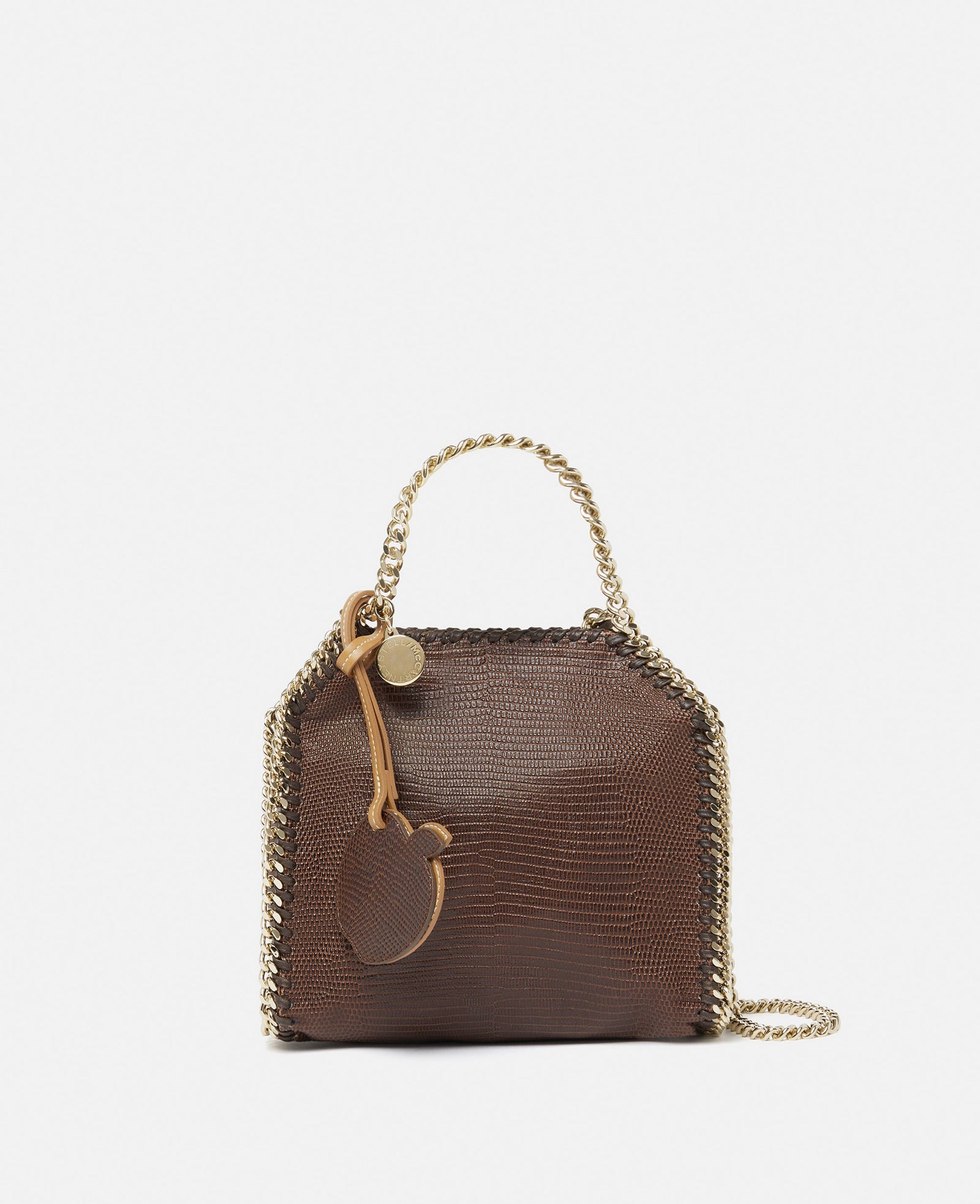 Stella McCartney Falabella Scale-Embossed Tiny Tote Bag, Woman, Chocolate brown