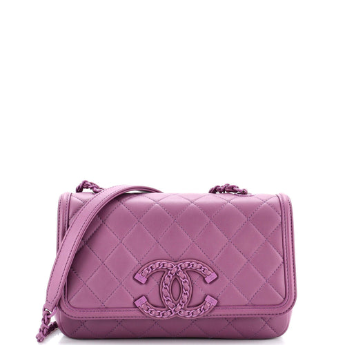 CHANEL Filigree Flap Bag Quilted Lambskin with Chain Detail Small