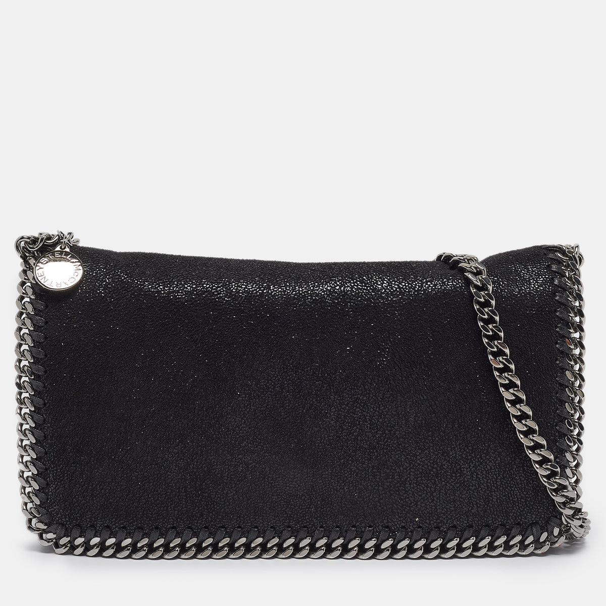 Stella McCartney Black Faux Suede Falabella Flap Crossbody Bag