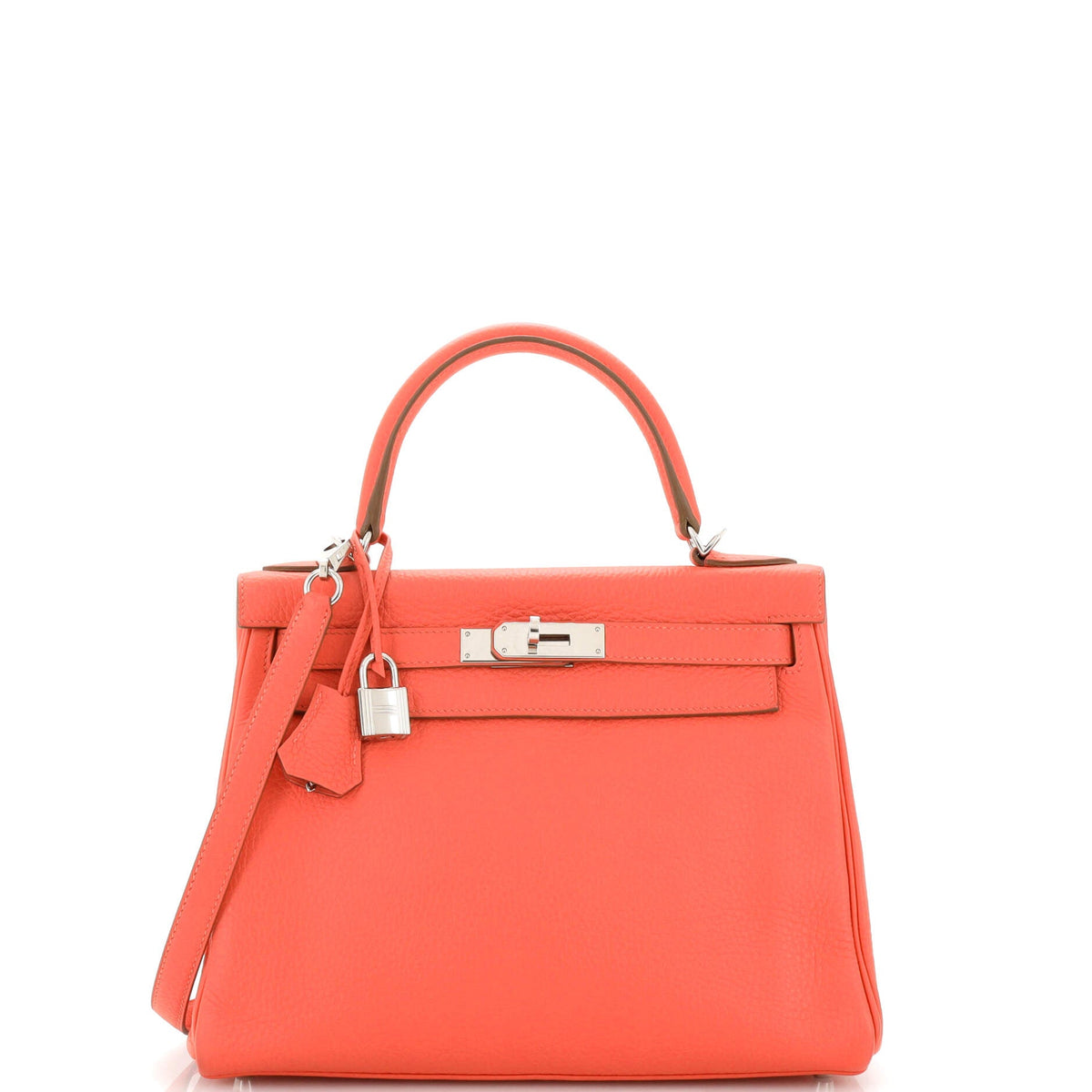 Hermès Kelly Handbag Rouge Pivoine Clemence with Palladium Hardware 28