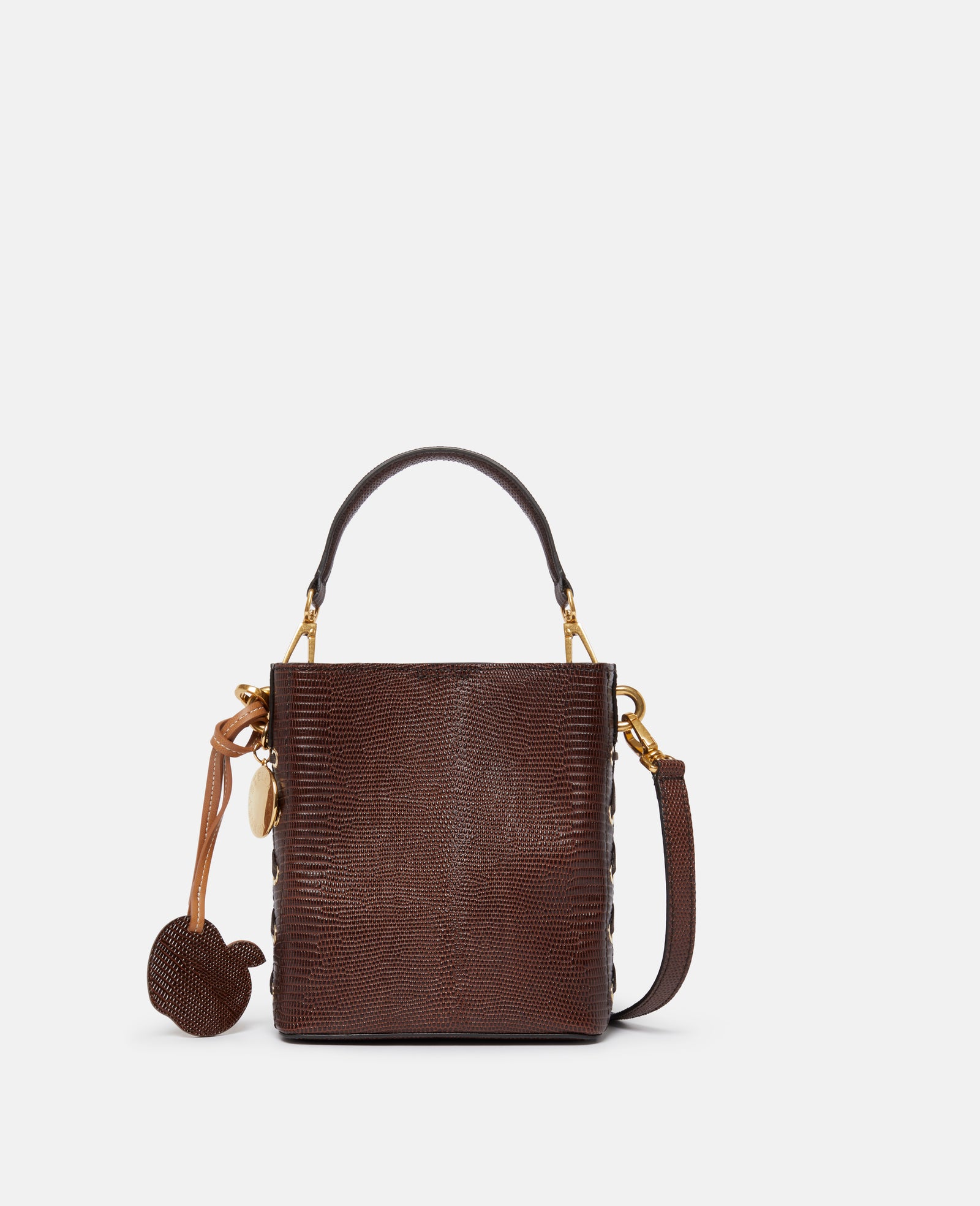 Stella McCartney Frayme Scale-Embossed Bucket Bag, Woman, Chocolate brown