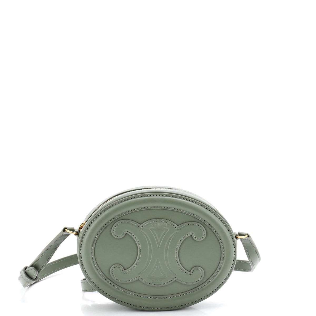 Celine CELINE Triomphe Oval Crossbody Bag Leather Mini