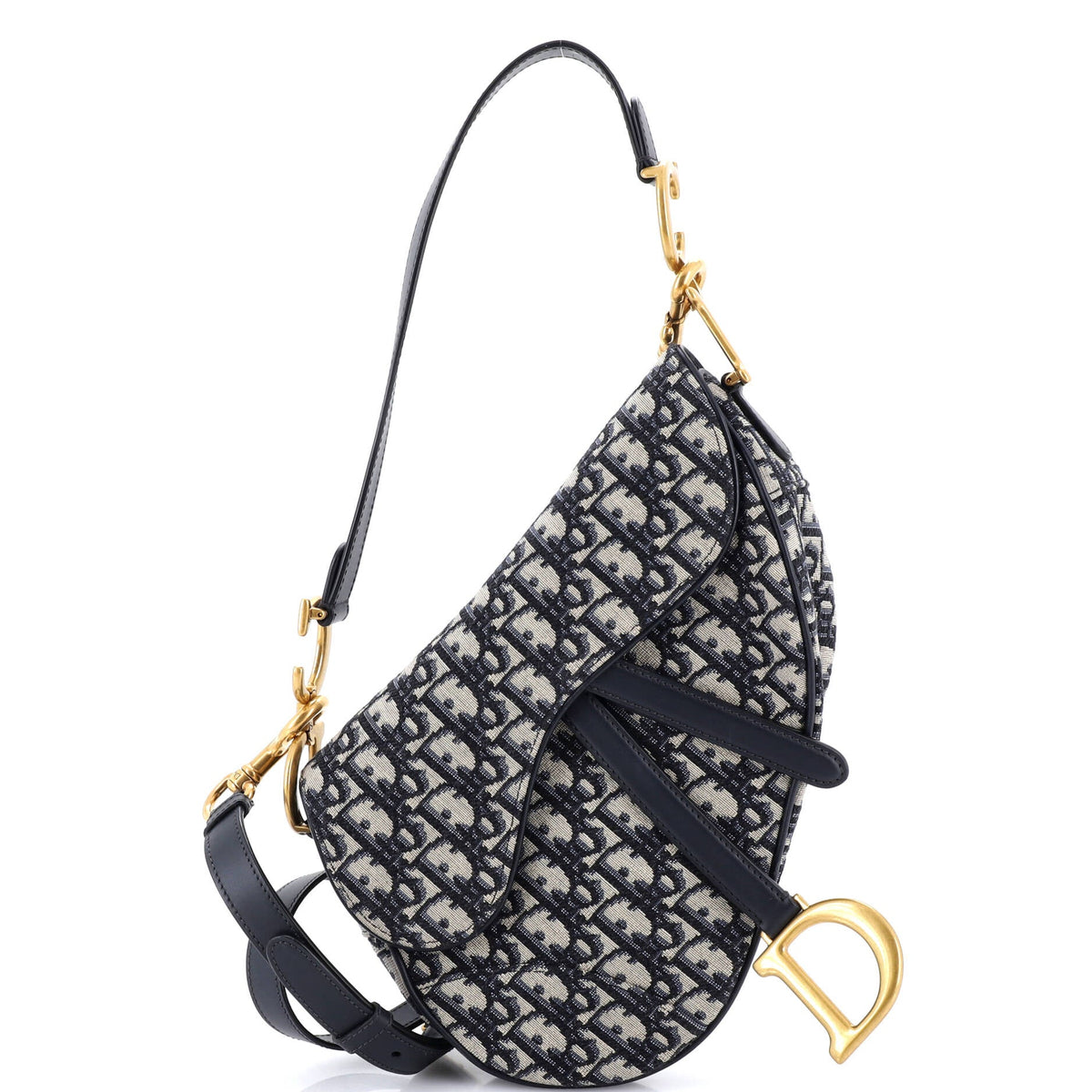 Christian Dior Saddle Handbag with Strap Oblique Canvas Medium