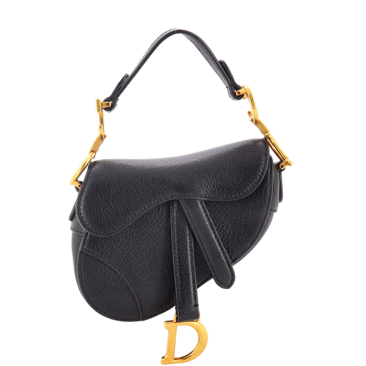 Christian Dior Saddle Handbag Leather Micro