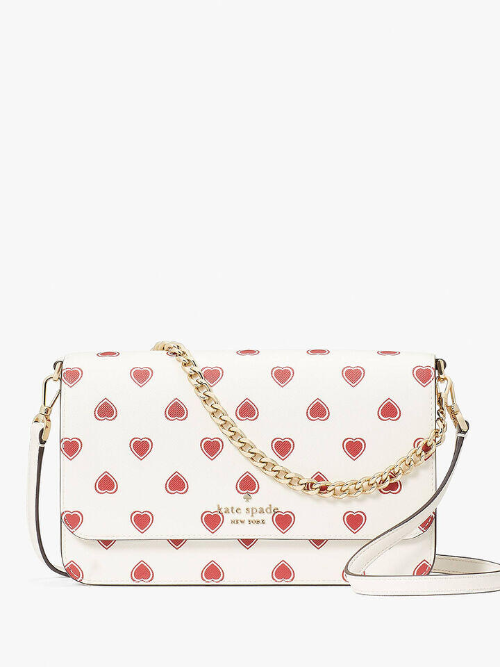 Kate Spade Au Madison Heartfelt Geo Printed Willow Flap Convertible Crossbody