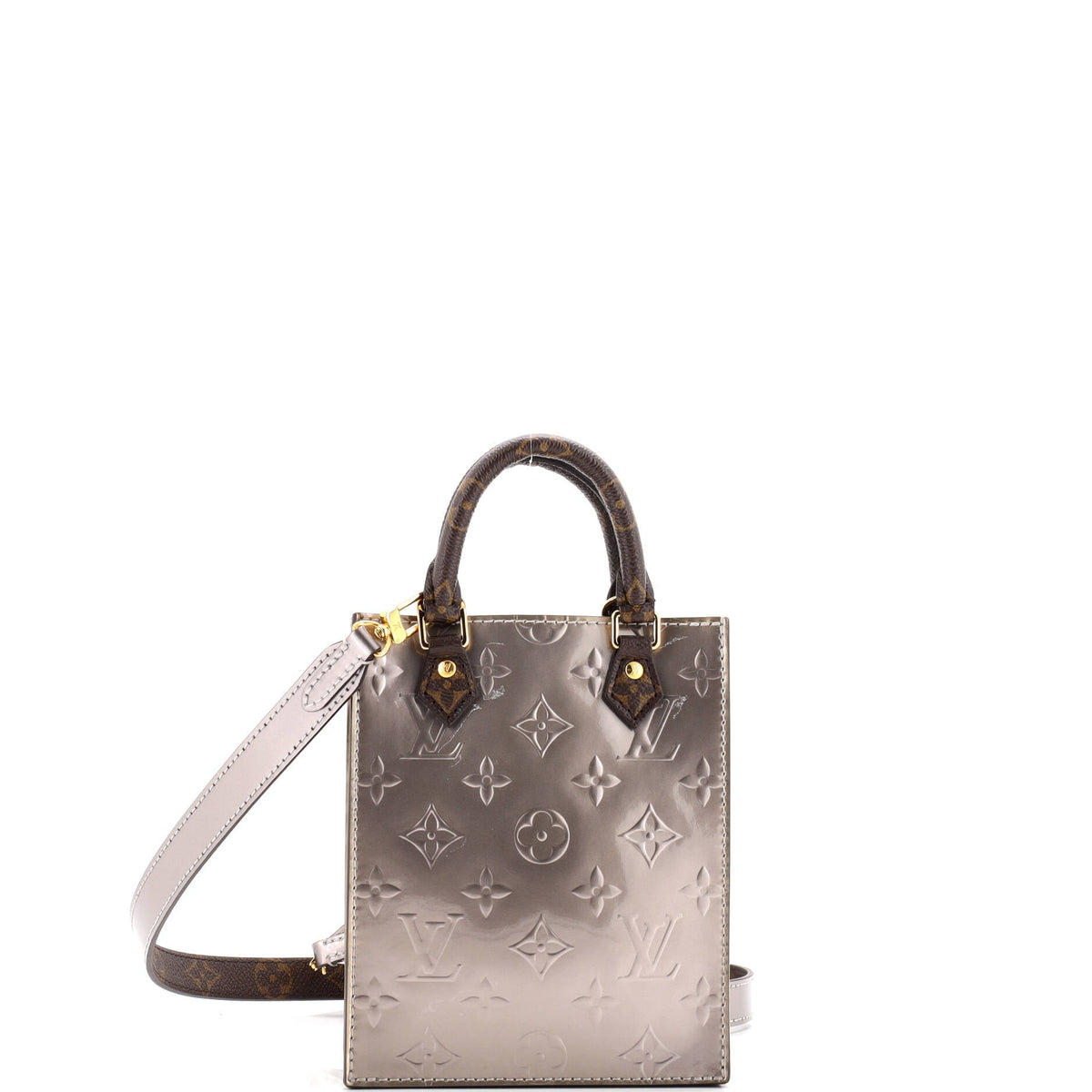 Louis Vuitton Petit Sac Plat Bag Monogram Vernis with Monogram Canvas