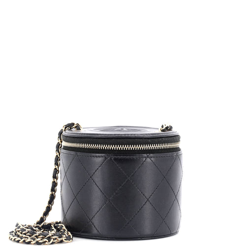 CHANEL CC Round Vanity Case with Chain Quilted Lambskin Mini