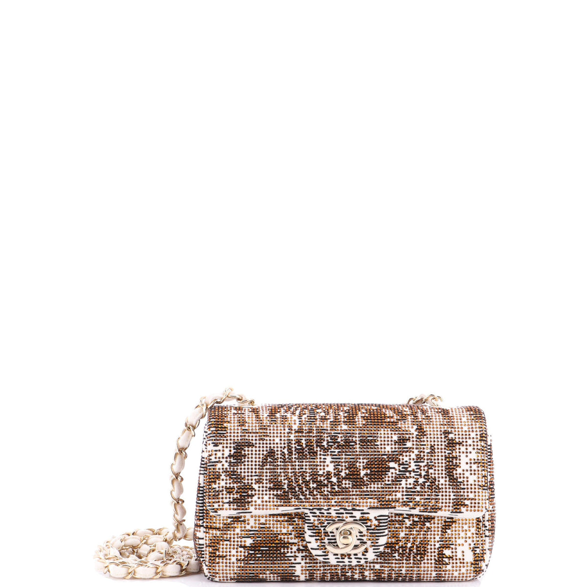Chanel CHANEL Classic Single Flap Bag Crystal Embellished Printed Felt Mini