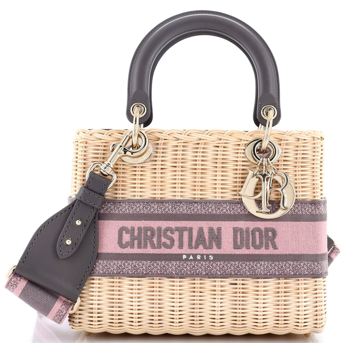 Christian Dior Lady Dior Bag Wicker and Toile de Jouy Jacquard Medium