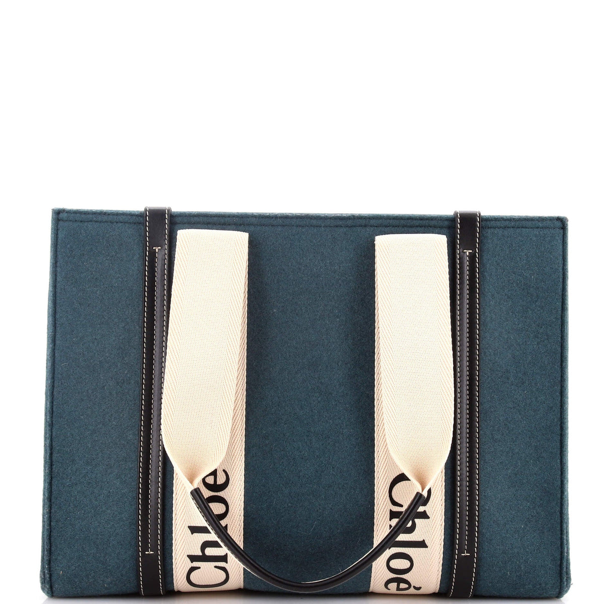 Chloe CHLOE Woody Tote Recycled Felt with Leather and Canvas Large