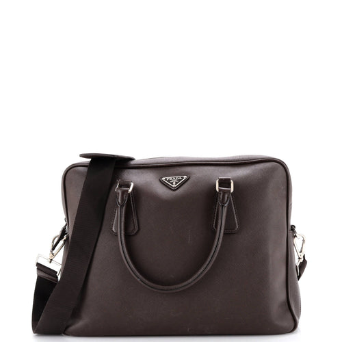 PRADA Convertible Zip Around Briefcase Saffiano Leather Medium