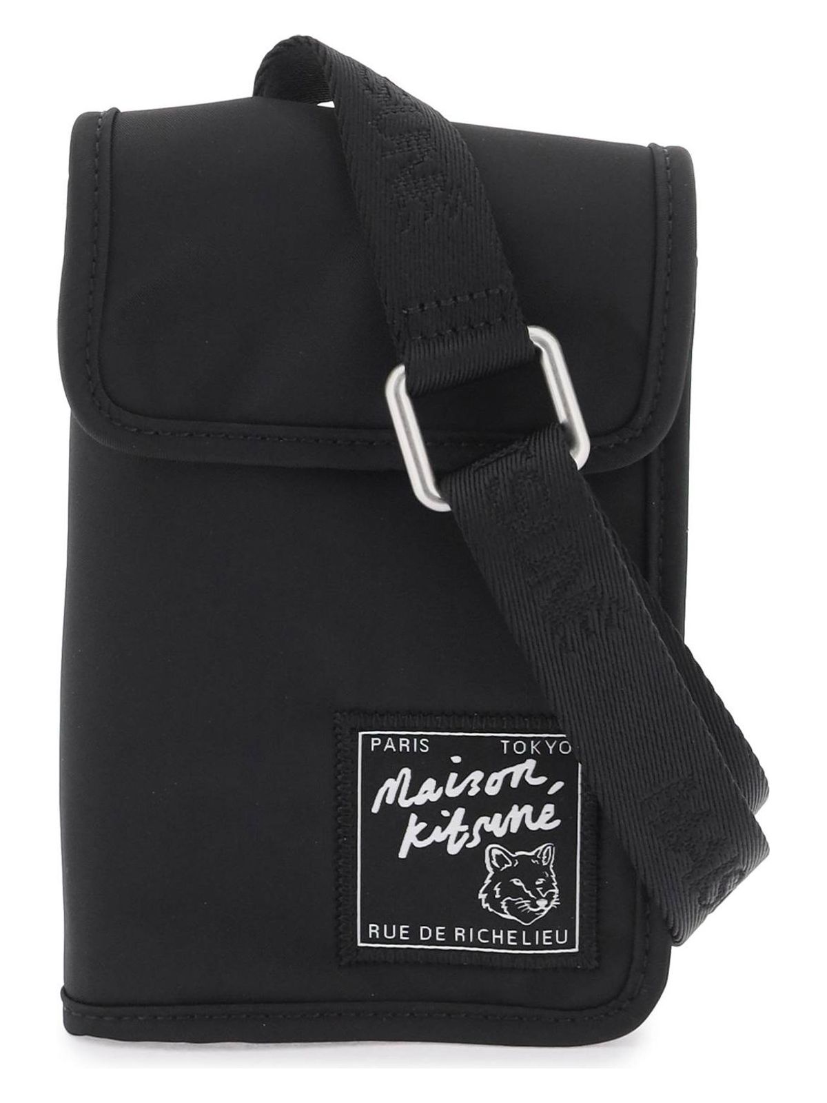 Maison KitsunÃ© Men's The Traveller Neck Pouch in Black | MM05362WQ1001