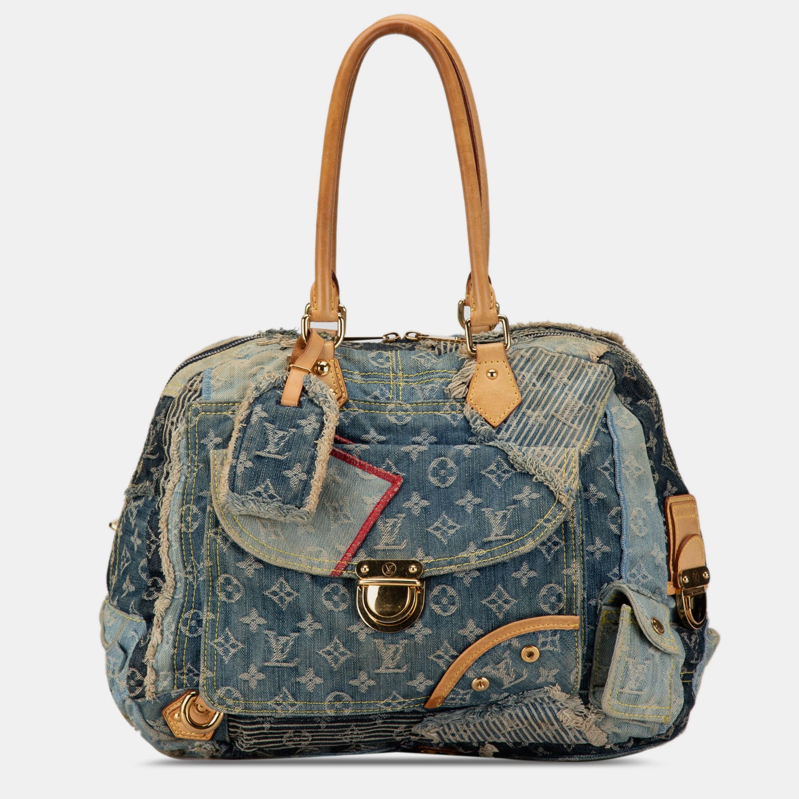 Louis Vuitton Bowly-Tasche aus Denim mit Monogramm-Patchwork