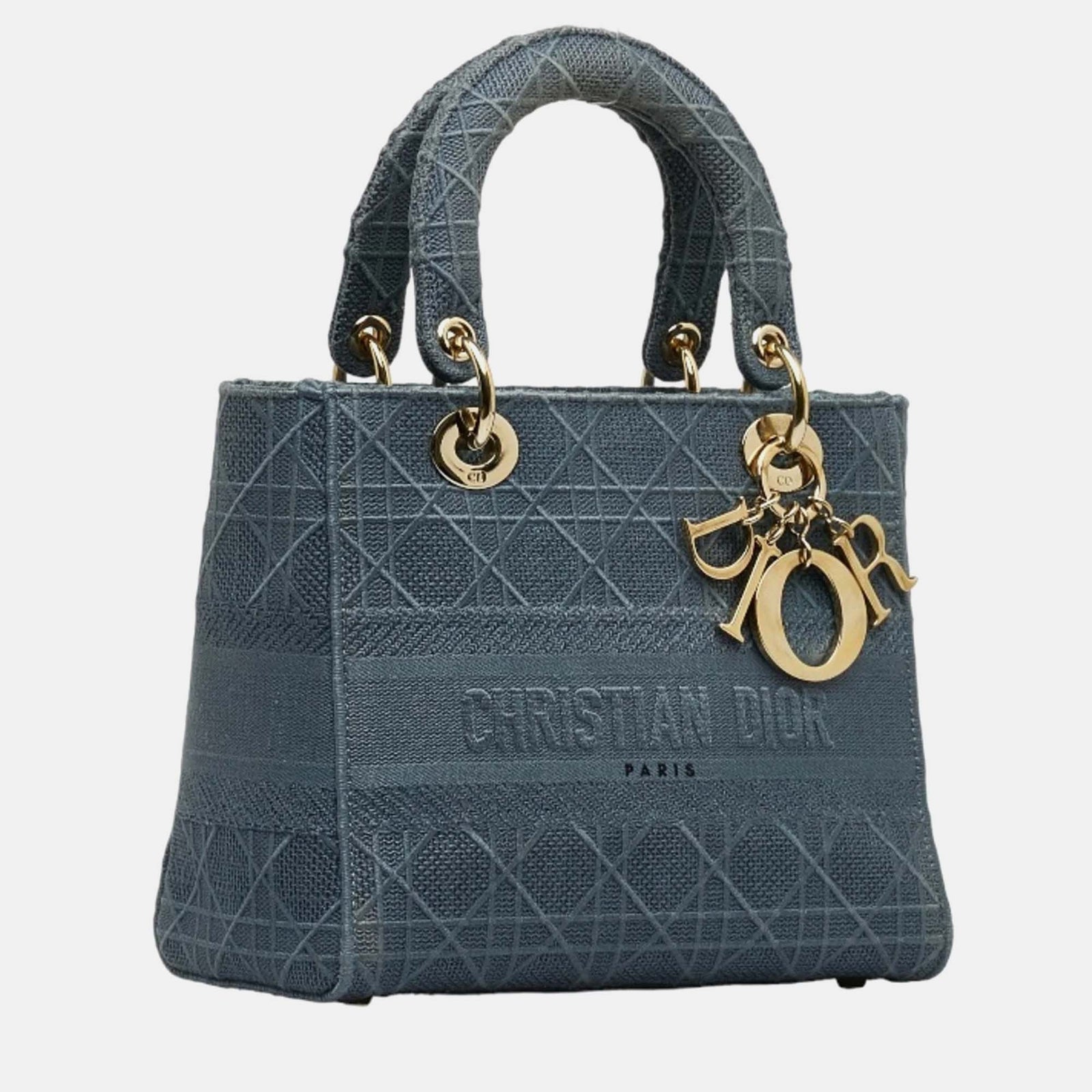 Dior CHRISTIAN DIOR Grey Medium Cannage Lady D-Lite Bag