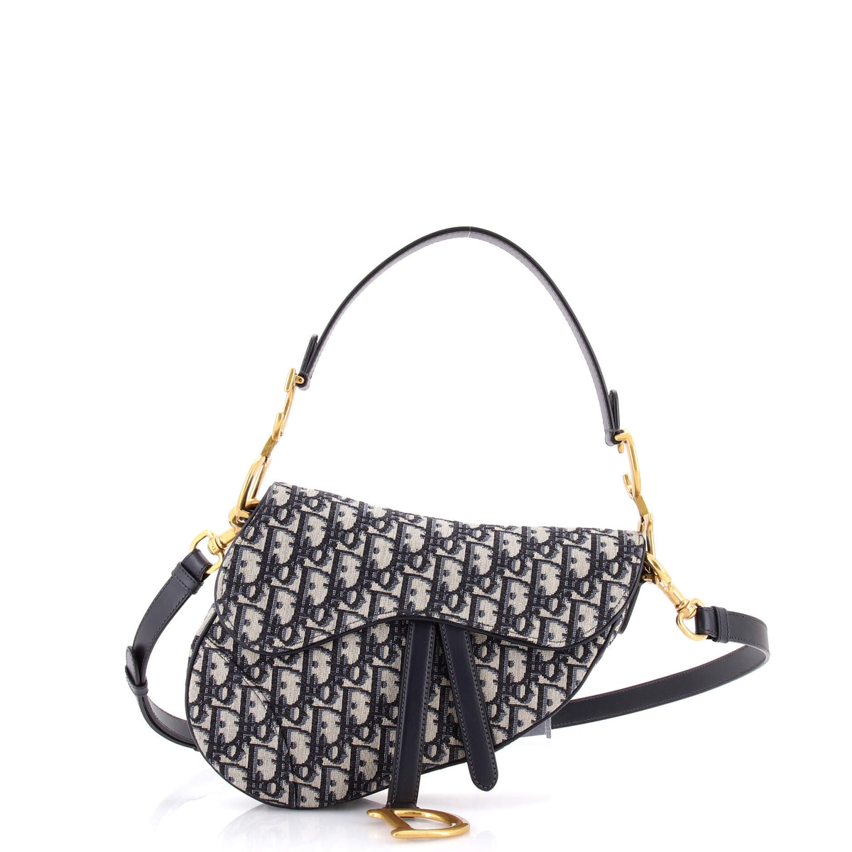 Christian Dior Saddle Handbag with Strap Oblique Canvas Medium