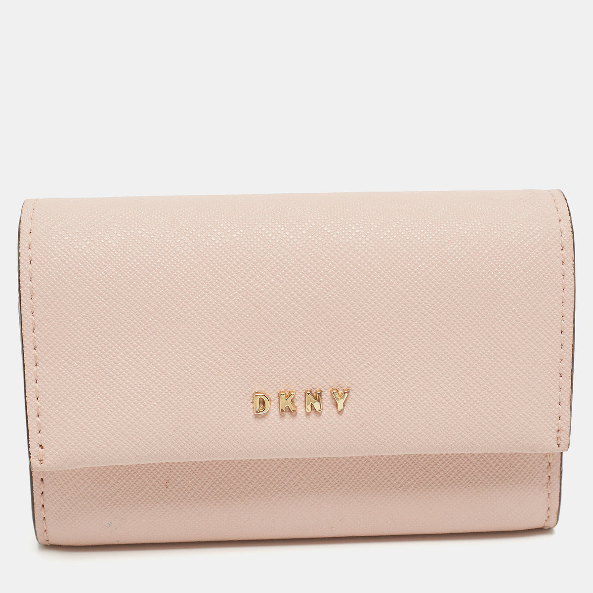 DKNY DKNY Pink Saffiano Leather Flap Compact Wallet