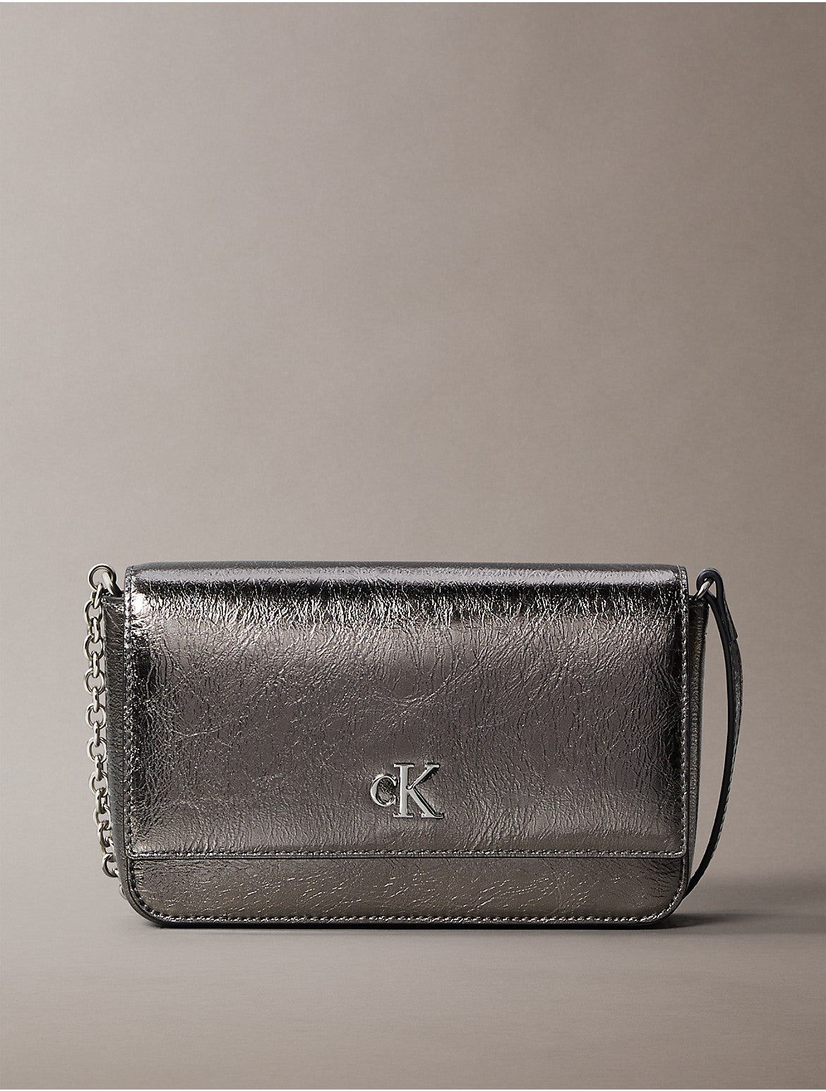 Calvin Klein Women's Archive Hardware Reflective Flap Crossbody Bag - Metallic