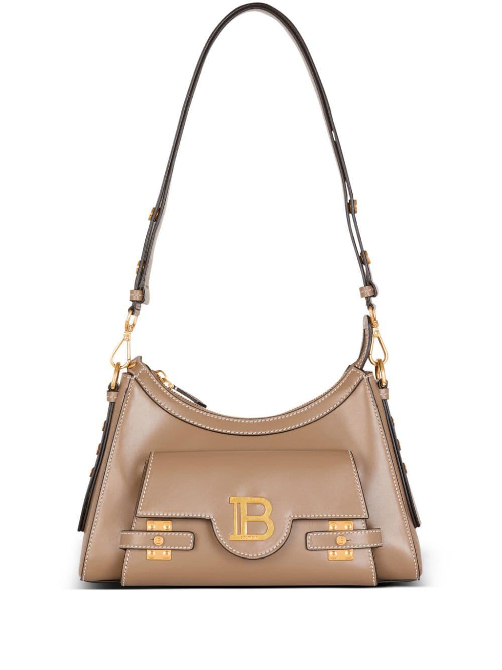 Balmain Women's Buzz Hobo Bag Golden Logo in Taupe | DN1BT904LSLX8AG8AG