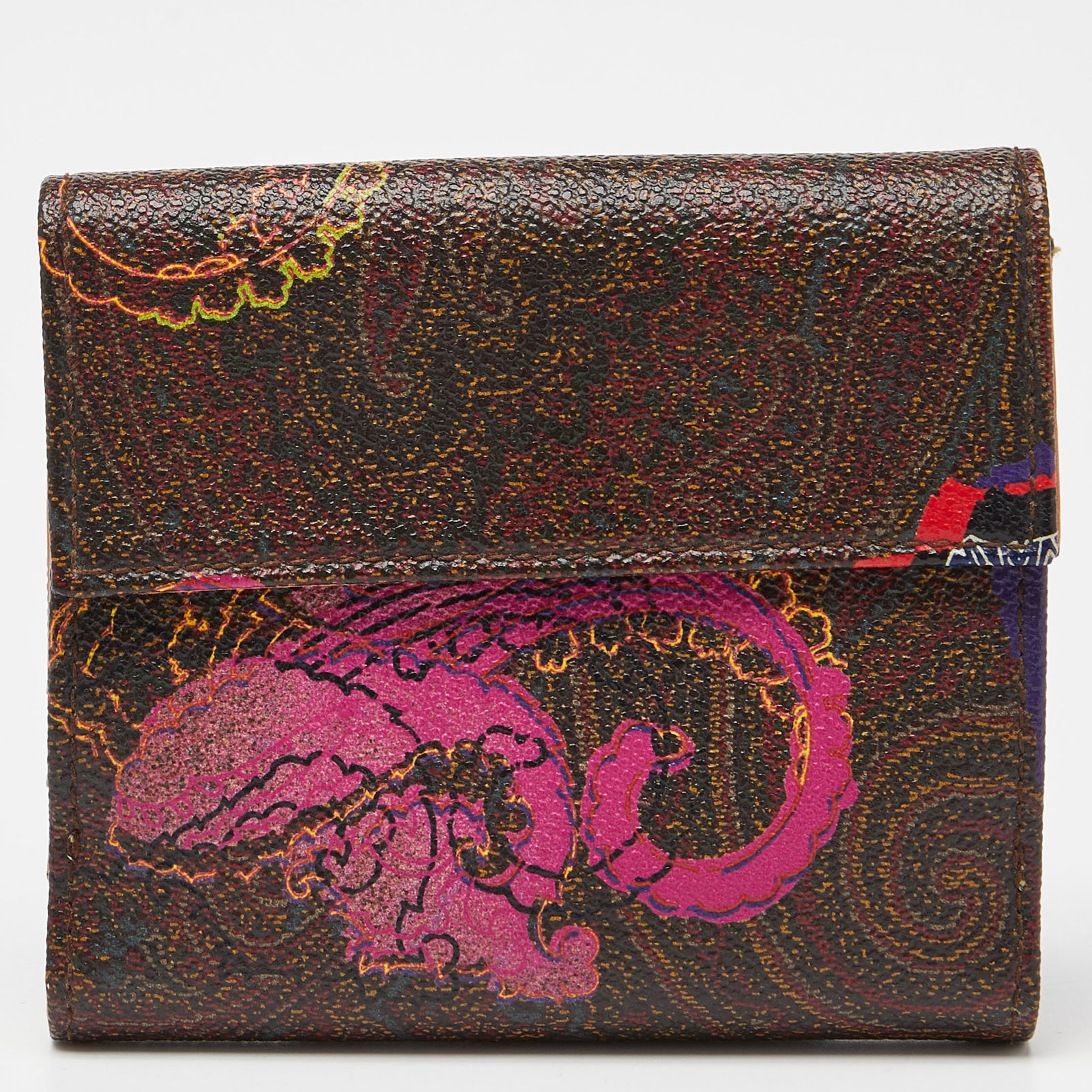 Etro Multicolor Paisley Printed Coated Canvas Compact Wallet