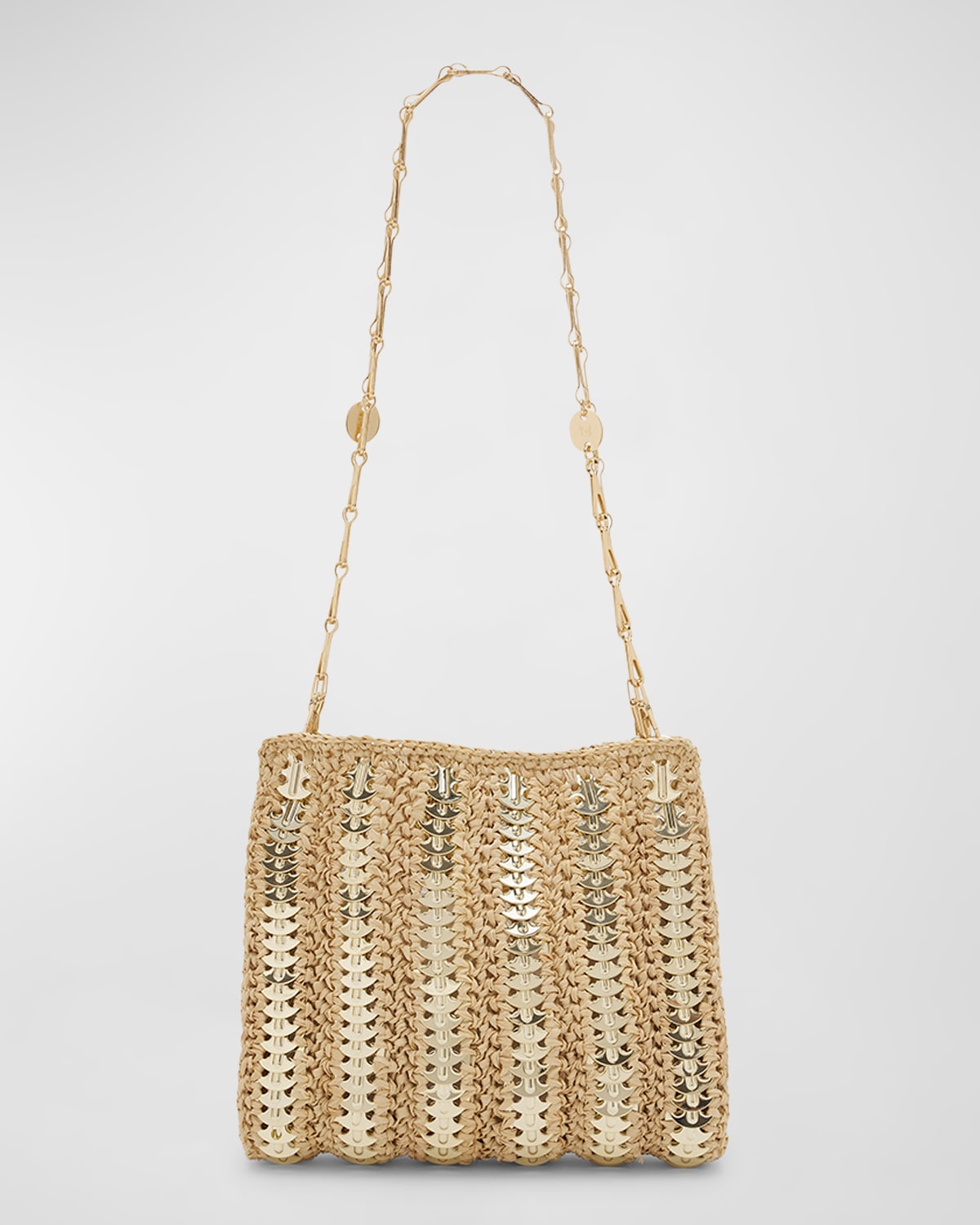 Rabanne Sac Disc-Link Raffia Shoulder Bag