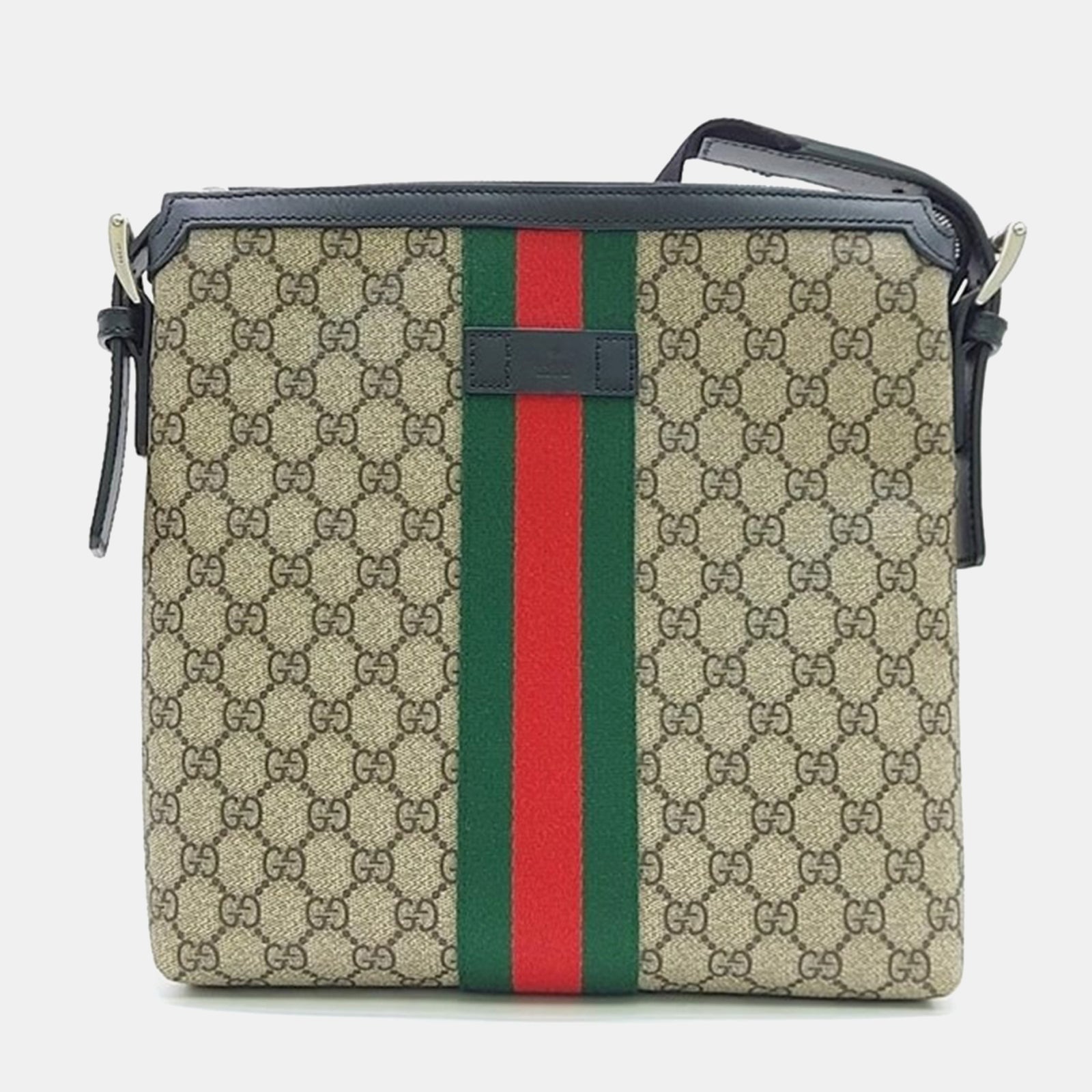 Gucci Beige Canvas GG Supreme Web Messenger Bag