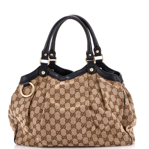 GUCCI Sukey Tote GG Canvas with Leather Medium