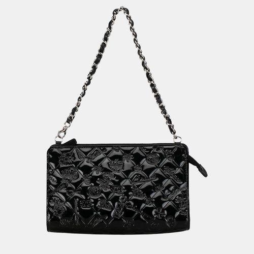 Black Patent Lucky Symbols Pochette