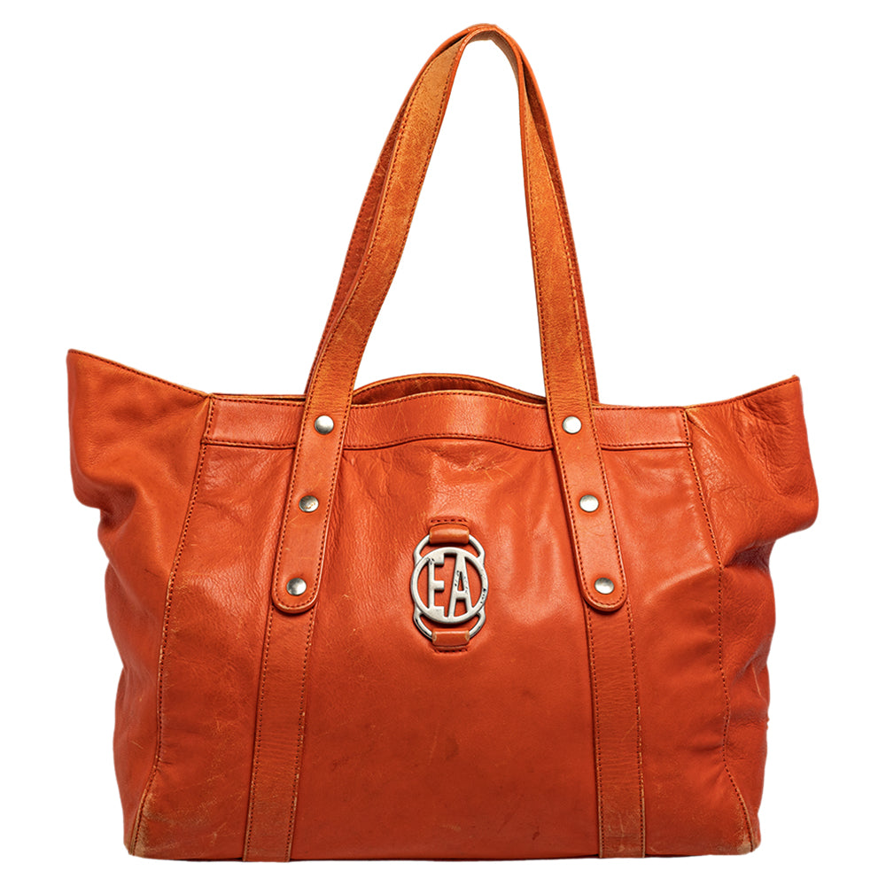 Emporio Armani Orange Leather Tote