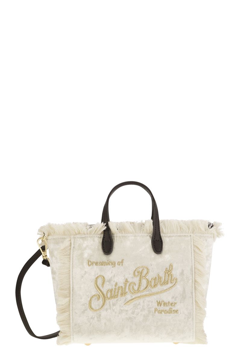 Mc2 Saint Barth Mini Vanity Bag With Bangs And Embroidered Logo in White | VAMI007