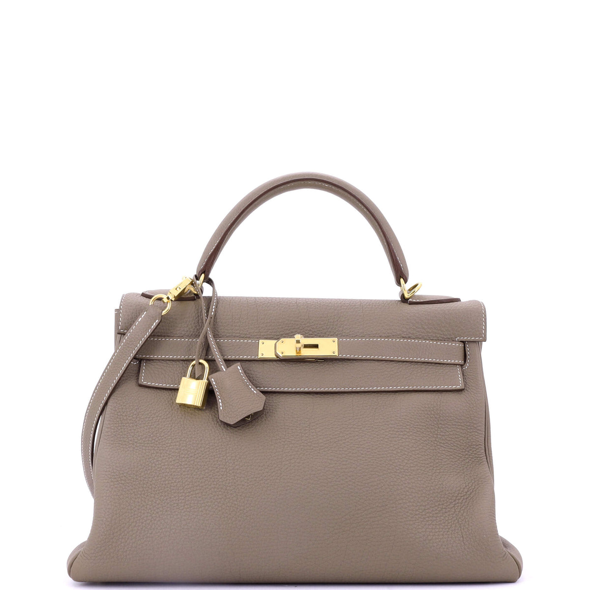 Herm?s Kelly Handbag Grey Togo with Gold Hardware 32