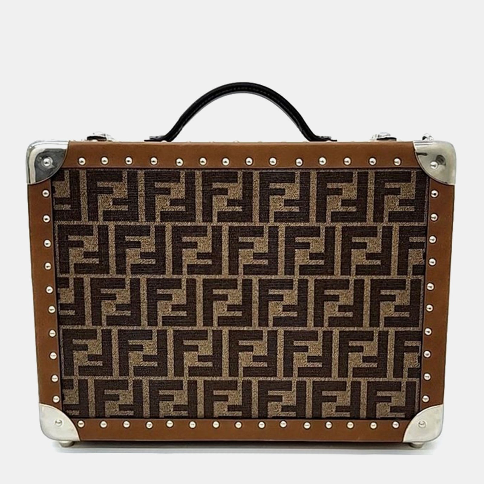 Fendi Brown Leather Ff Monogram Small Suitcase