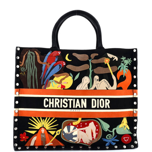 Book Tote Multicolor Studded Suede Large
