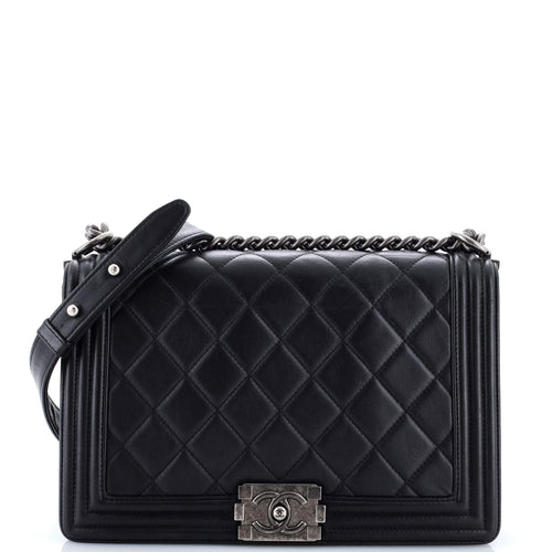 CHANEL Boy Flap Bag Quilted Calfskin Old Medium